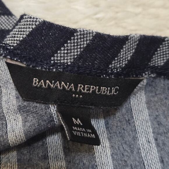 Banana Republic Factory Blue and Gray Striped One-Shoulder Top, Size Medium - Picture 2 of 7